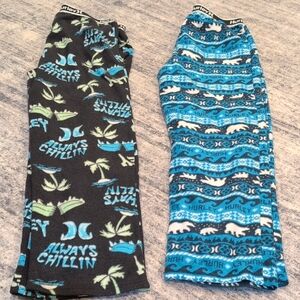 Boys Size 12 Hurley 2 Pairs Of Blue and Black Graphic Lounge Pants